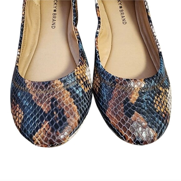 Lucky Brand Shoe Women 6.5 M Leather Snakeskin Print Ballet Flat Slip On Casual - Picture 14 of 14